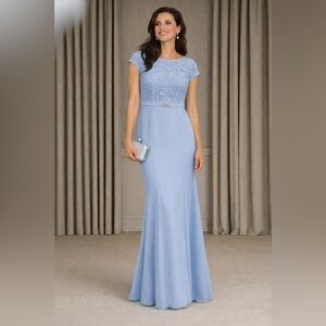 NEW Azazie Dusty Blue Lace Formal Dress – Size 8 – Bridesmaid / Wedding Guest